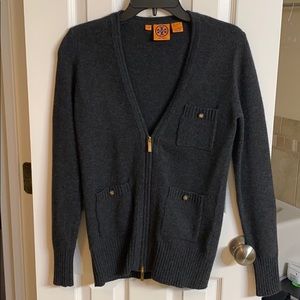 Tory Burch zip up cashmere cardigan